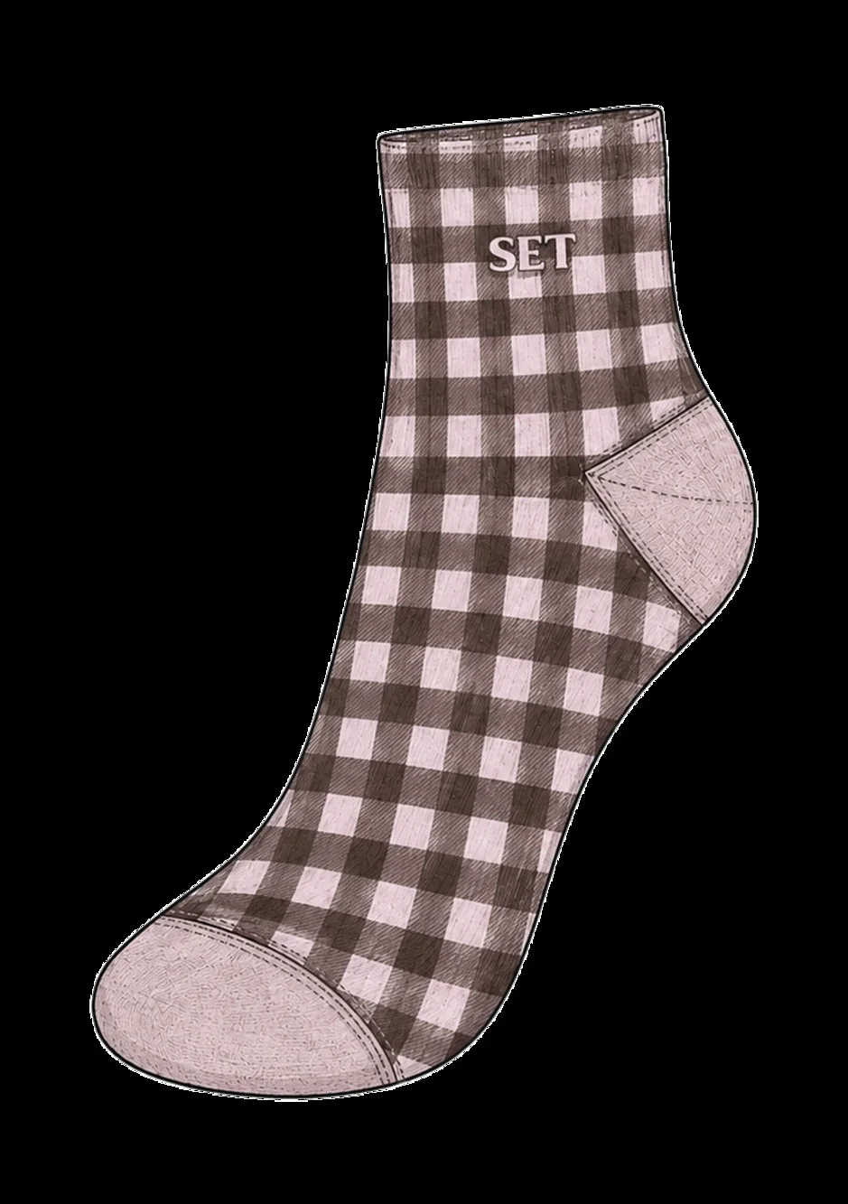 SET Active SET GINGHAM GRIP SHORTY SOCKS - DRIFTWOOD Size One SizeDRIFTWOOD / On